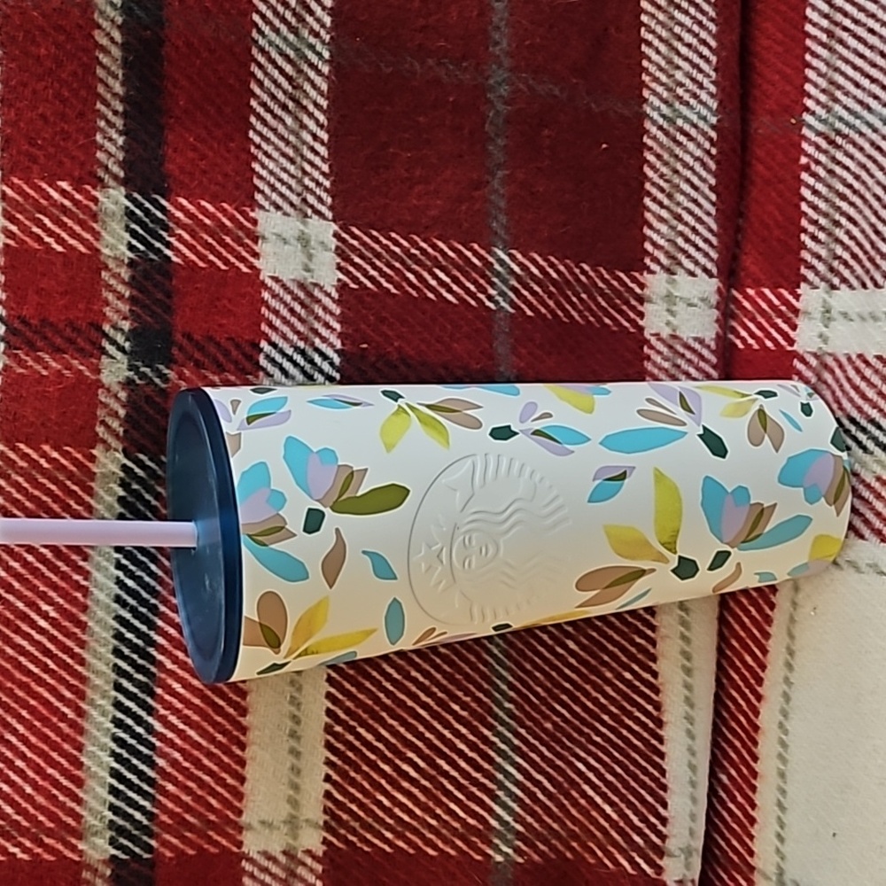 Starbucks 2023 Stainless Steel Tumbler White Floral Venti/ 24oz